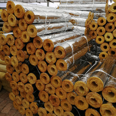 64kg/m3 Glass Wool Tube With Aluminum Foil Steam Pipe Insulation 25mm Thick