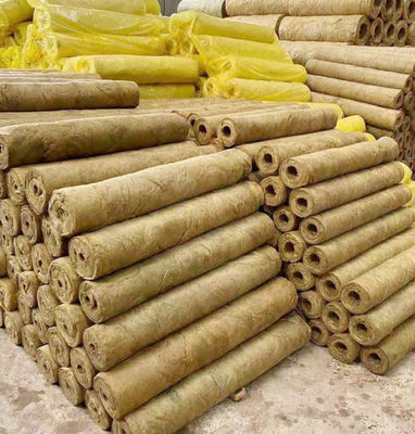 Tubo de fogo impermeável de Rockwool da absorção sadia do tubo 50mm de lãs de rocha da isolação