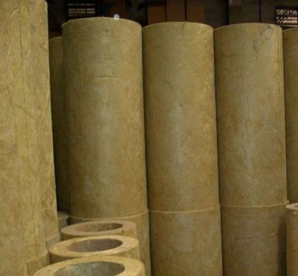 Hydrophobic Fireproof Rockwool Heat Insulation Round Tube 80-120kg/m3
