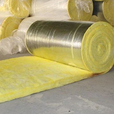 Yellow Fireproof Fiberglass Glass Wool Blanket Sound Silencer 48kg/M3